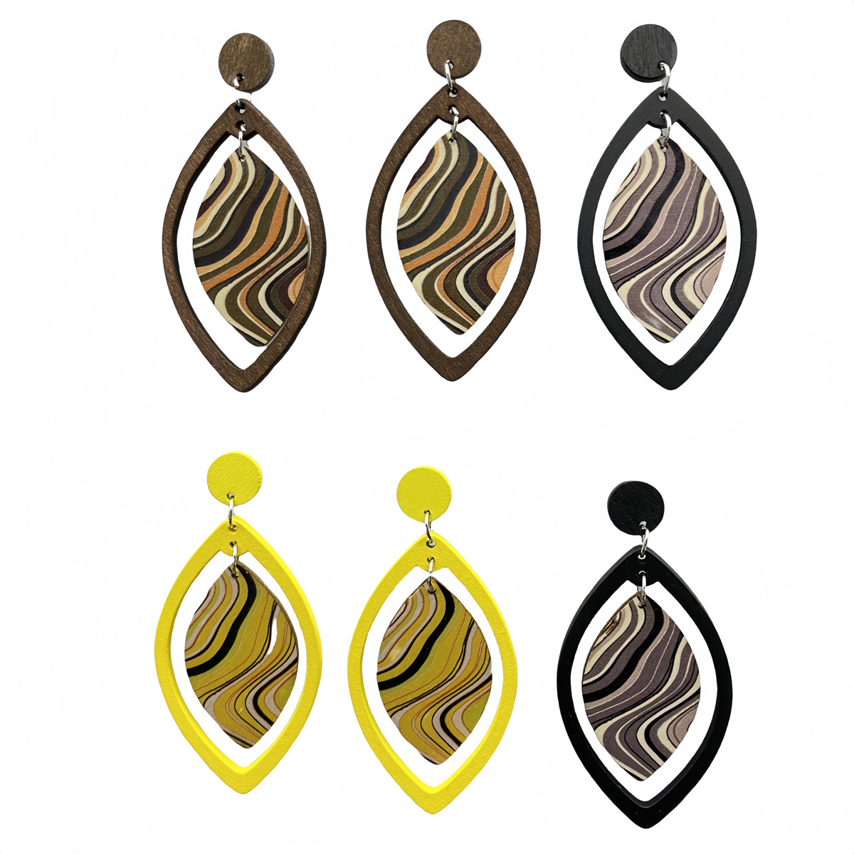 wooden retro earrings