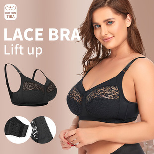TOPMELON bra Wire-free Lace Large Cup Thin European and American Large Size bra BCDEF Cup V 210608