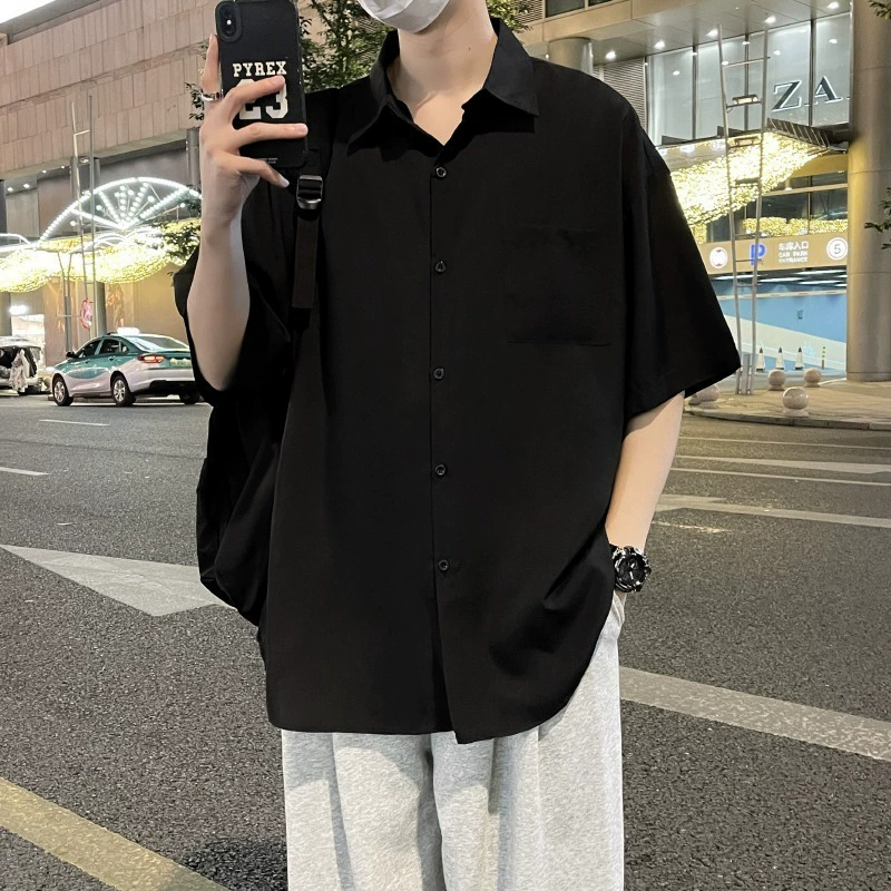 Простая рубашка из ледяного шелка с короткими рукавами в японском стиле для мужчин и женщин, летняя студенческая форма для пары, галстук, униформа DK, рубашка