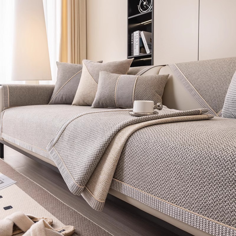 2024 New Sofa Cushion, Universal for All Seasons, Accessible Luxury and High-End Cushion, Anti-Cat Claw Imitation Linen Sofa Cover Cover Cloth
