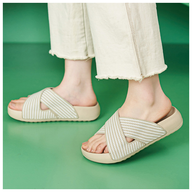 Dép sandal nữ xỏ ngón đế dày thoáng khí, nhẹ êm, phù hợp mùa hè — màu đen, màu hồng, màu kaki, màu mơ chi tiết 12