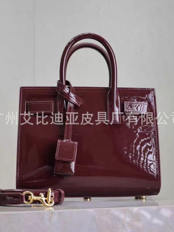 大牌新款杨树林漆皮手提风琴包亮面大容量托特购物袋复古包|undefined
