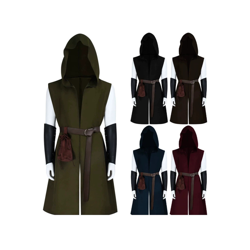 Halloween Women's Knight Pirate Vest, Medieval Retro Vest, Amazon Full Set Cosplay Costume