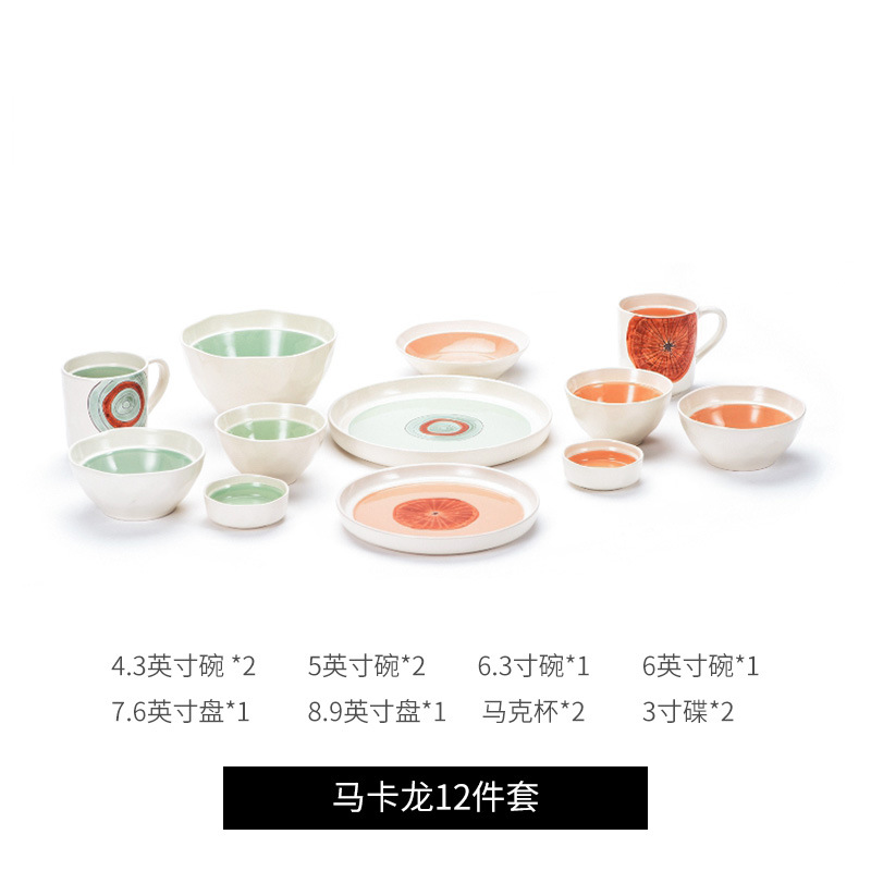 Fábrica de cerámica macarón dos comidas cerámica ins cubiertos de cocina alta sensación platos set de platos para el hogar