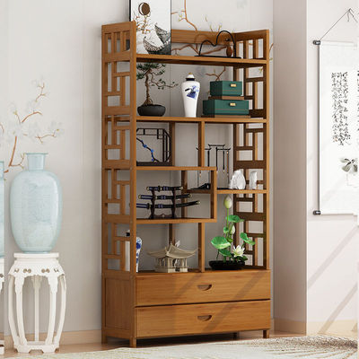 博古架擺件實木中式多寶閣置物架展示櫃架辦公室仿古書架古董架子
