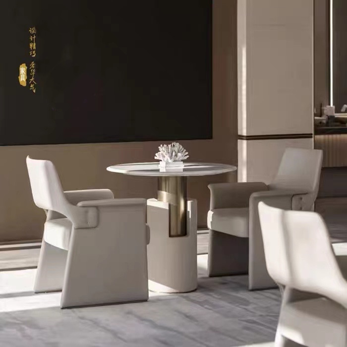 极简售楼处沙发椅组合现代轻奢酒店大堂会客休闲卡座桌椅子单人椅-阿里巴巴