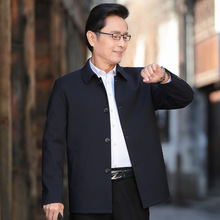 一件代发爸爸秋装外套中老年男士夹克中年男装春秋季休闲上衣