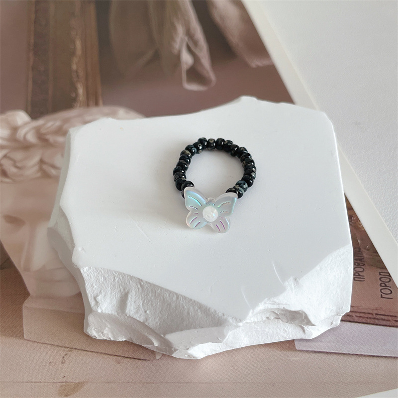 Retro Butterfly Glass Beaded Womenu0027S Rings 1 Piece