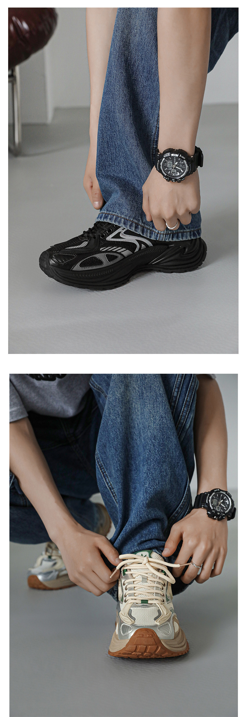 Men's Thick-soled Height-increasing Mesh Running Sneakers_voghion.com
