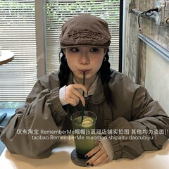 【日常好搭配】小众毛边字母刺绣软顶前进帽古着感咖啡色鸭舌帽潮