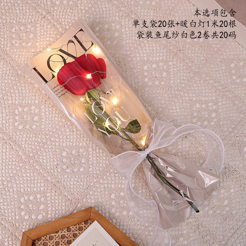 Día de San Valentín DIY solo ramo bolsa de embalaje transparente impermeable OPP flor bolsa amor Rosa flor bolsa de embalaje