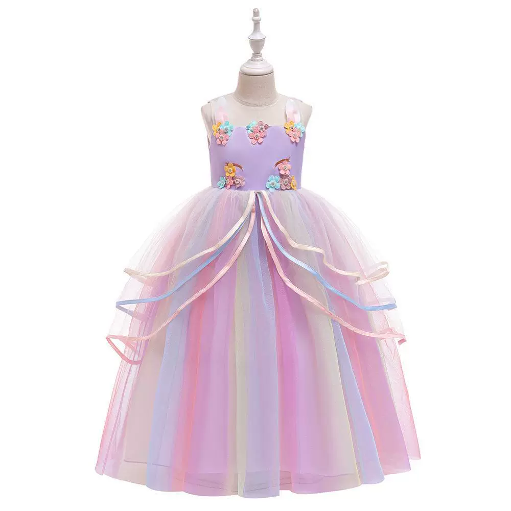 Европейская и американская внешнеторговая девушка платье амазонка внешнеторговая девушка платье единорога радуга сетка праздничный костюм