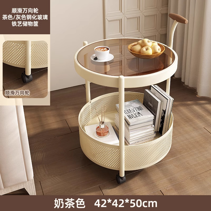 크림 화이트 [팔걸이형 + 둥근 갈색 유리]