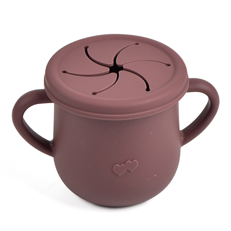 Silicona de grado alimenticio para niños snack Cup mango binaural portátil resistente a la caída con taza de paja de bebé taza de bebida de silicona