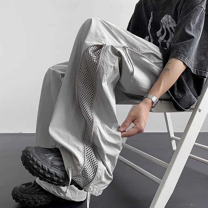 Men's Hiking Pants 2025 Summer New Trendy Quick-Dry Waterproof Parachute Pants Loose Straight Casual Long Pants