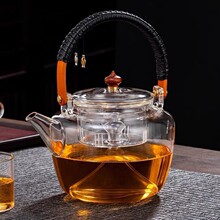 日式耐热玻璃煮茶提梁壶 加厚蒸煮将军壶 家用电陶炉烧水壶泡茶壶