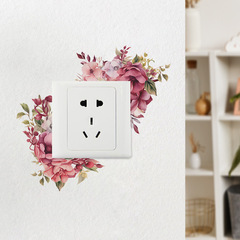 新款fun-kg32外貿熱銷小清新花朵葉子開關貼客廳玄關美化牆貼紙