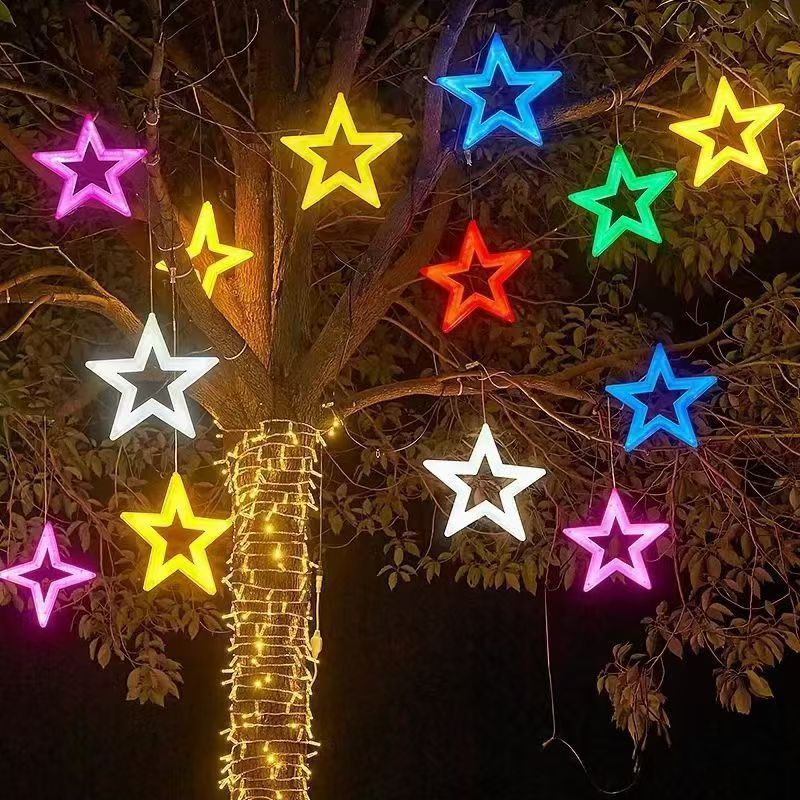 Lámpara de copo de nieve LED impermeable al aire libre de cadena de luz flexible con paisaje de copo de nieve ambiente festivo luces de colores colgantes luces decorativas de árboles