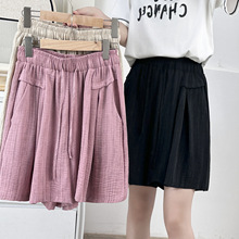 2025大码夏季新款200斤胖妹妹休闲薄款冰丝阔腿短裤百搭裙裤6835