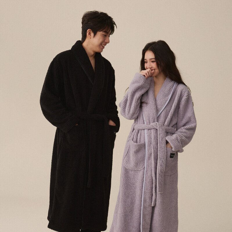 in stock Nightgown Women's Autumn and Winter Coral Fleece Men's Bathrobe Couple's Pajamas suit Extra Long Bathrobe Thickened Winter in stock Nightgown Women's Autumn and Winter Coral Fleece Men's Bathrobe Couple's Pajamas suit Extra Long Bathrobe Thickened Winter