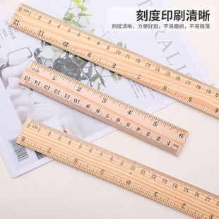 Straight Ruler Wooden Ruler 15Cm-30Cm Teaching Aid Wooden Ruler Tailor Double Scale Single Scale Printed Logo