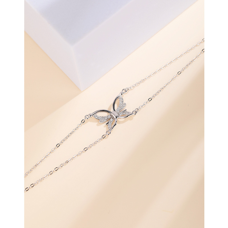 925 plata esterlina arco pulsera de doble capa de las mujeres diseño sentido nicho luz lujo 2023 nuevo pulsera novias regalo