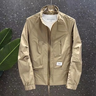 Men's Thin Jacket 2023 Spring New Stand Collar Handsome Youth Jacket Easiest for Match Fashion Trend Top Black