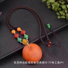 (带国检证书)天然老蜜蜡吊坠女款毛衣链血蜡吊坠原石鸡油黄小年份