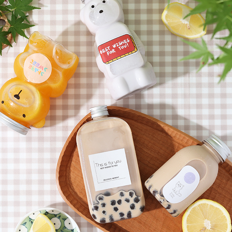 奶茶瓶杨枝甘露瓶子果汁瓶食品级塑料透明密封罐网红吸塑瓶饮料瓶