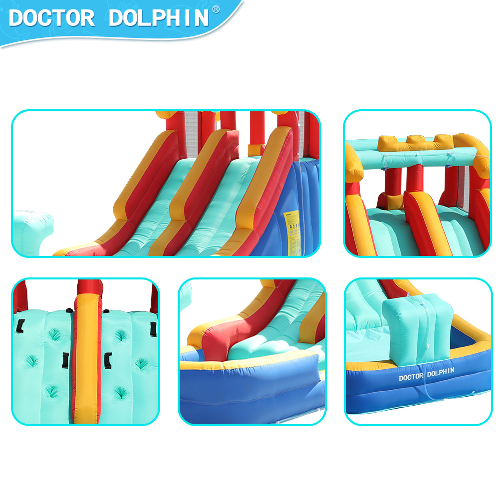Castillo inflable para niños Doctor Dolphin, casa pequeña, parque infantil para niños, trampolín inflable para fiestas en interiores y exteriores, tobogán acuático
