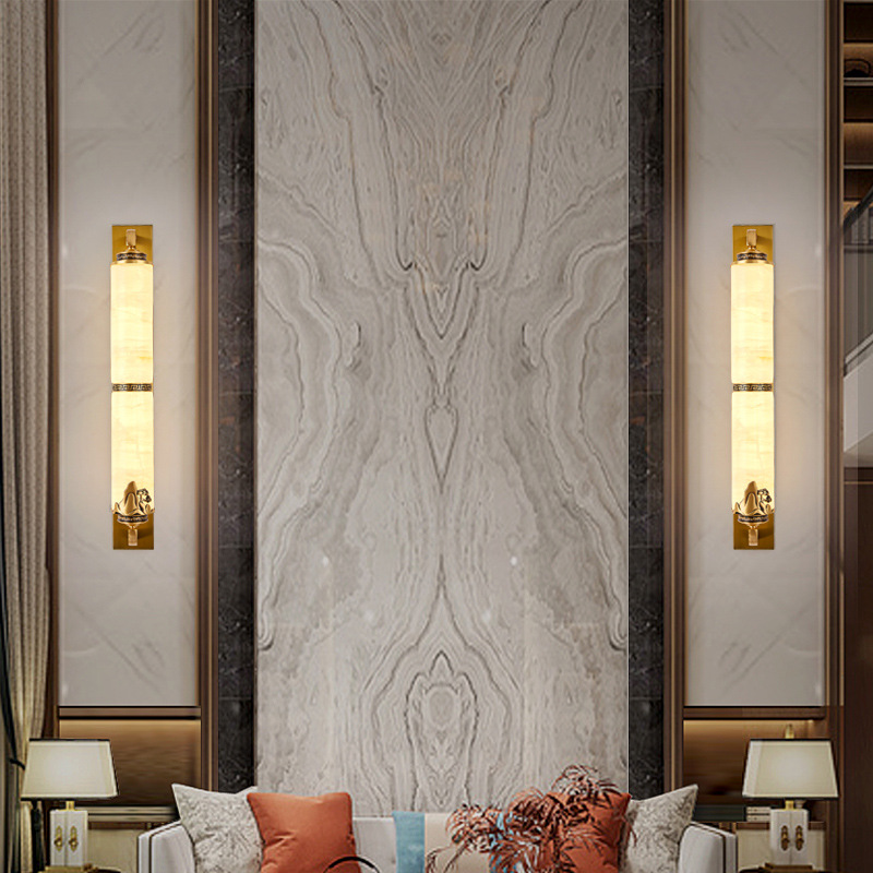 Nueva lámpara de pared de estilo chino lámpara de jade cubierta de cobre Villa de nuez Zen simple de lujo de alta calidad lámpara de atmósfera de luz 667L