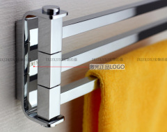 S588全銅旋轉毛巾架 不鏽鋼304晾毛巾掛杆打孔 衛生間毛巾杆三杆