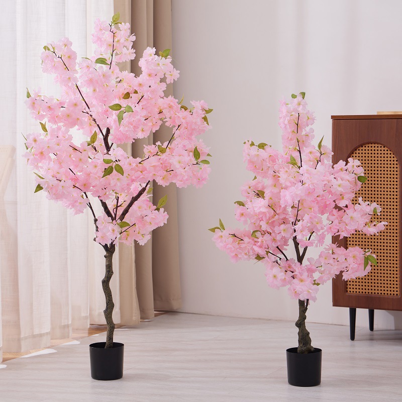 クロスボーダーシミュレーション桜の木と緑の植物ホームリビングルーム床置き偽木シミュレーション桜床置きシーン小道具|undefined