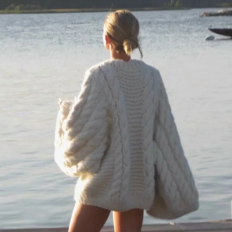 Women's Clothing women's sweater comfortable casual retro knitted round neck solid color autumn large size sweater_voghion.com