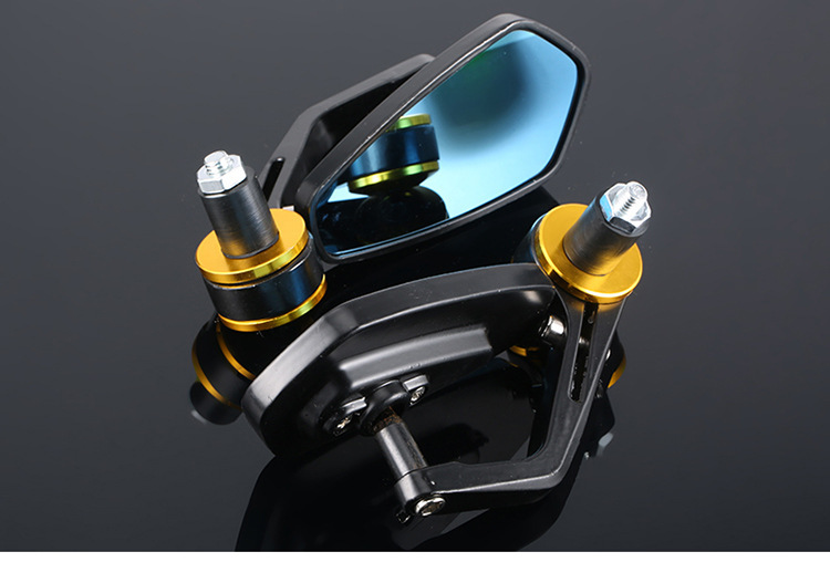 Motorcycle and Electric Vehicle Rearview Mirror, Handlebar Folding Mirror, Handlebar End Cap, Reflector, Rearview Mirror, Rotatable Blue Mirror