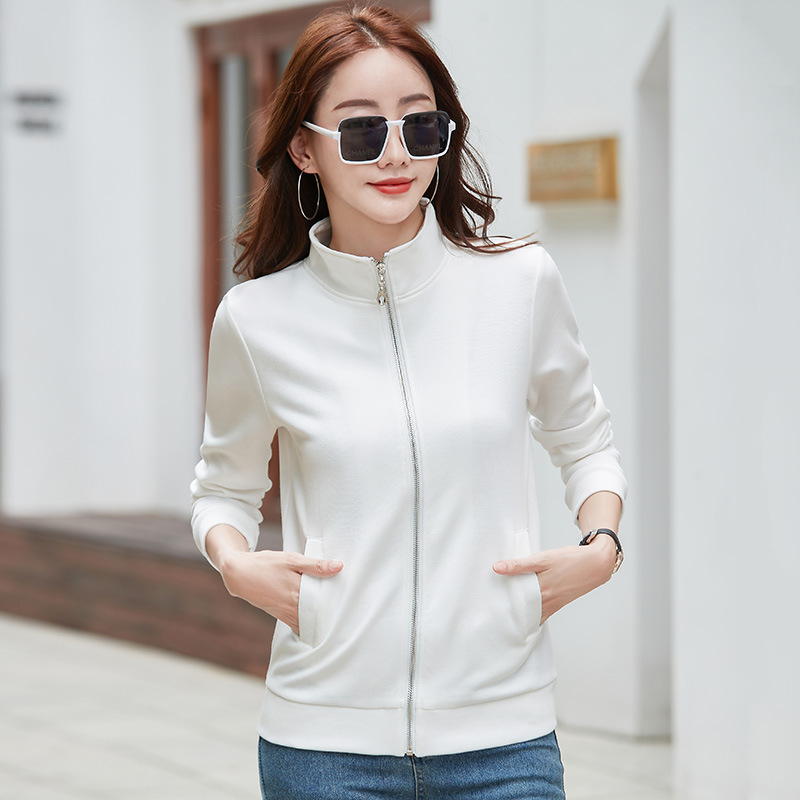 420 high-end Western style casual coat for women spring autumn and winter New Korean style sports loose sweater zipper stand collar top
