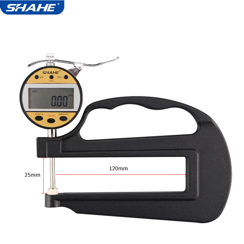 SHAHE 高精度数显测厚仪 百分千分位厚度测量仪 纸张薄膜布料胶带