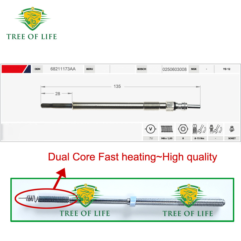 68211173AA,068211173AA,68460484AA is suitable for Jeep Grand Cherokee preheating plugs