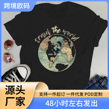 Cartoon T shirt Women Summer Travel The World Clothes Haraju