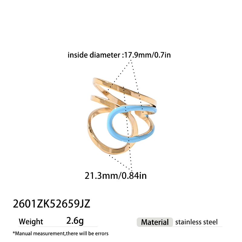 TENA Europa y América nicho de acero inoxidable transfronterizo diseño fresco azul goteo marino serie de anillo de joyería de mano de alta calidad