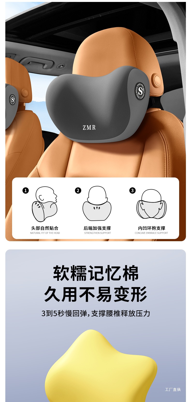 Car Lumbar Support Cushion for Drivers, Long Sitting Artifact, Backrest Seat Lumbar Support, Car Waist Protector
