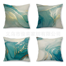 亚马逊爆款热卖金绿色棉亚麻抱枕套 办公室客厅沙发护腰靠垫枕套