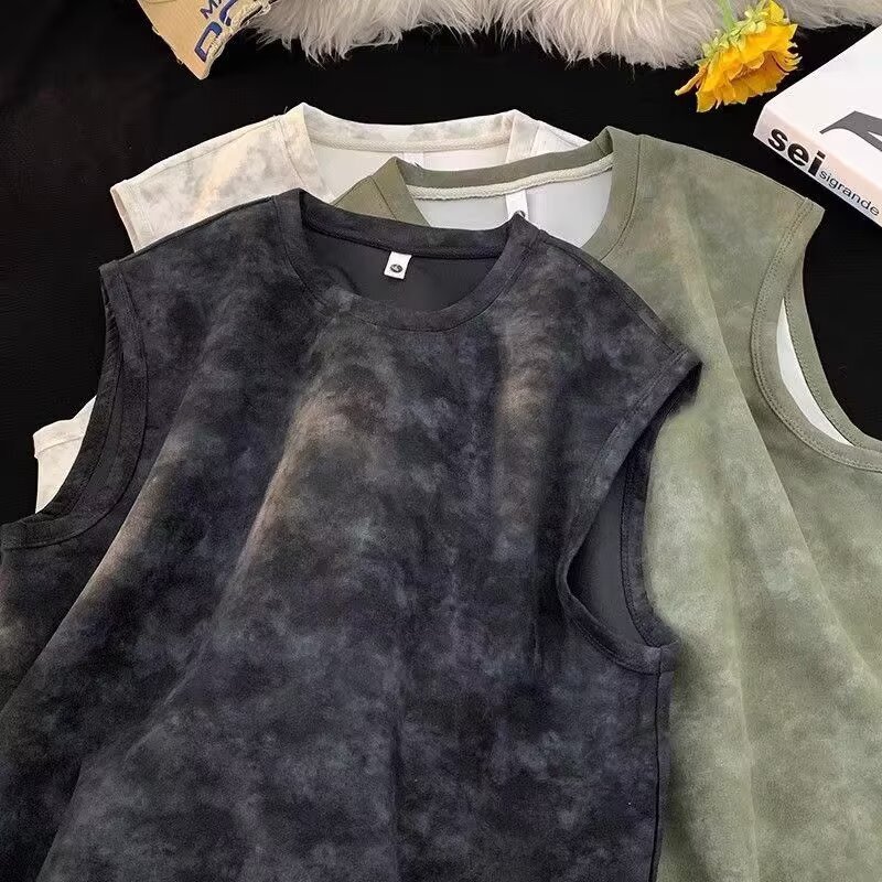 American-Style Ins Sleeveless T-Shirt Trendy Brand Tie-Dye Men's Vest Summer Sports Student Casual Large Size Versatile Top American-Style Ins Sleeveless T-Shirt Trendy Brand Tie-Dye Men's Vest Summer Sports Student Casual Large Size Versatile Top