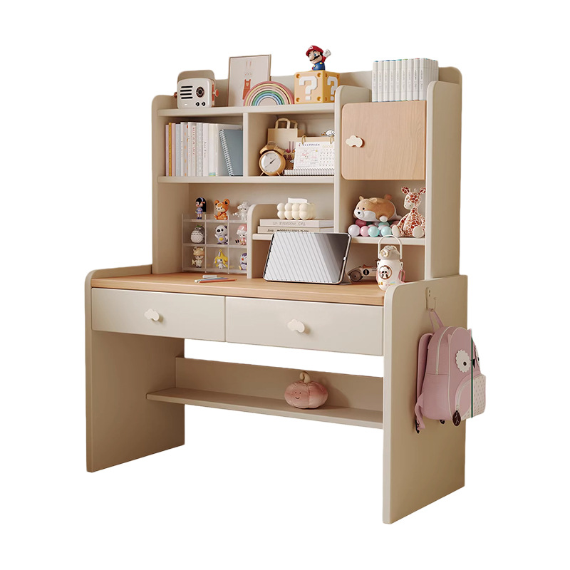 Mesa de aprendizaje de niños de madera maciza para estudiantes de primaria elevación de escritorio de escritorio de dormitorio mesa y silla conjunto de escritorio y estante integral