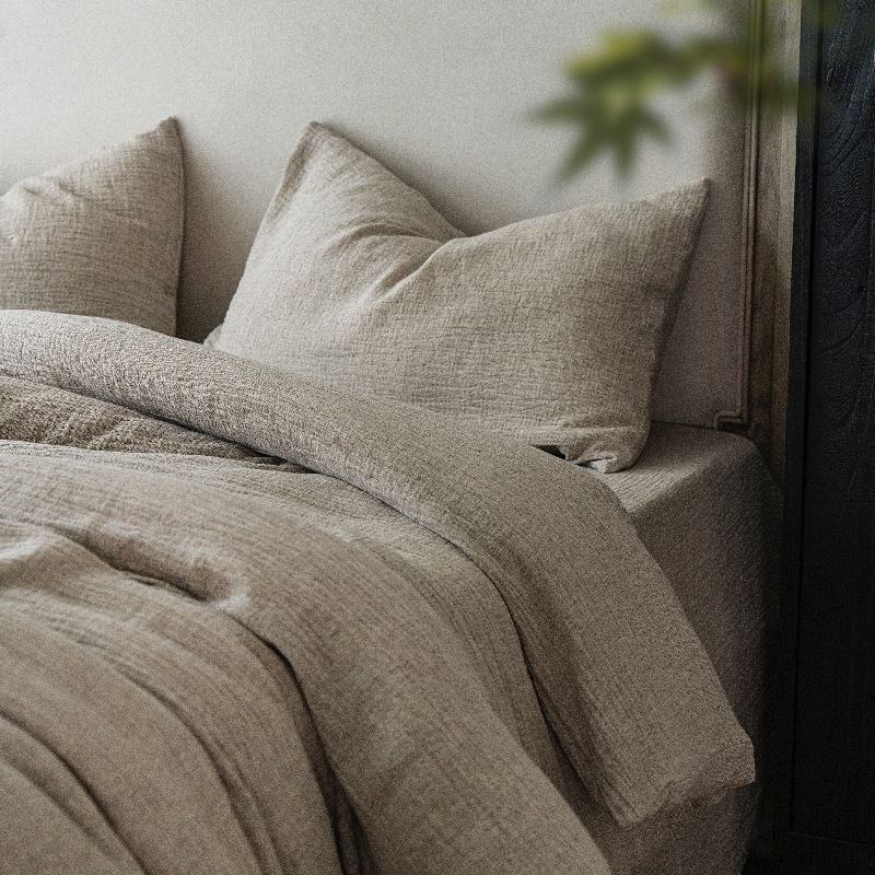 Double Layer Cotton Gauze Bed Sheet Four Piece Set Japanese Style_voghion.com