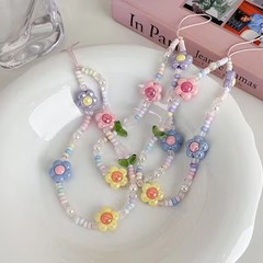 新しい甘いINSスタイルチューリップの花ビーズ携帯電話ストラップ女性の小さな赤い本ファッション携帯電話チェーンペンダント