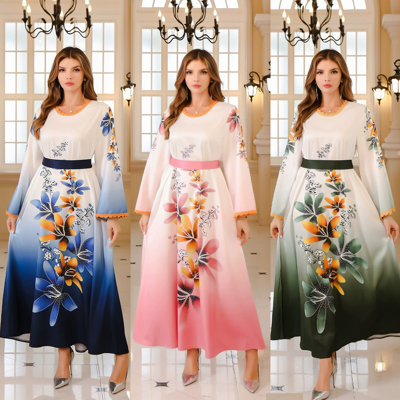 Пятно трансграничные скоростные Дубаи женские платья платья abaya ближневосточные мусульманские женские платья с горячим бриллиантом