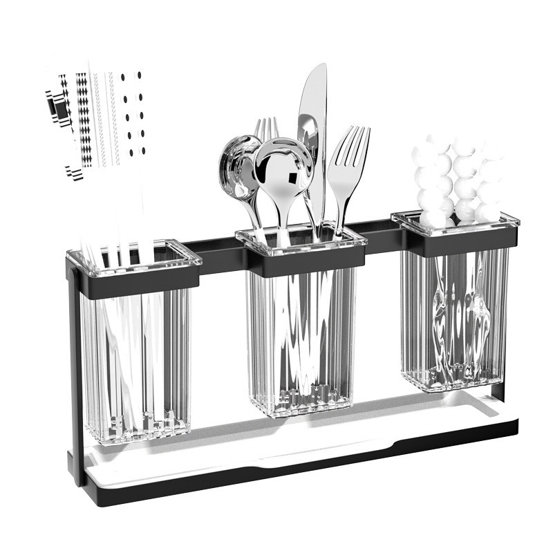 Caja de almacenamiento de palillos de mesa de estante de cocina, palillos de taza simple y doble de lujo ligero, palillos de cocina para uso doméstico con palillos de drenaje