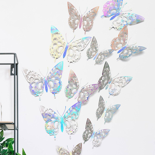 Colorful Butterfly Series Decorative Wall Stickers Hollow Butterfly DIY Pearlescent Paper Simulation Butterfly LK08 Ten Colors