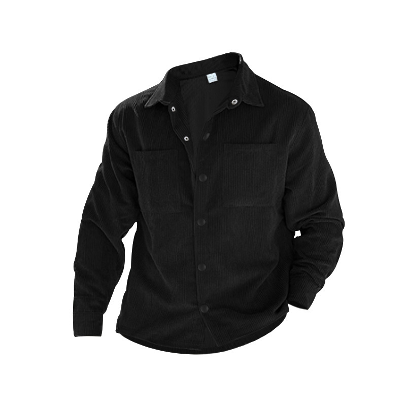 2024 men's casual corduroy button up shirt with multiple pockets, solid color slim fit cardigan jacket, spring/summer_vogarts.com